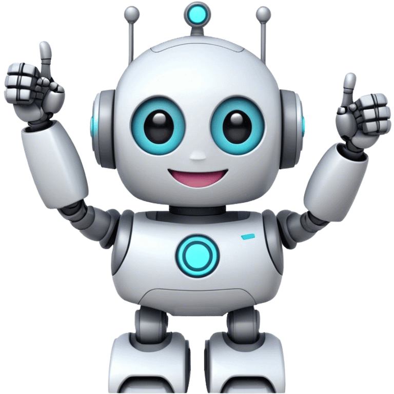 cute girly robot with a big smile, portal design , giving a big thumbs-up emoji