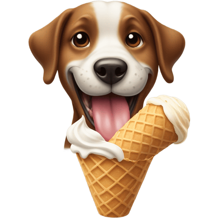 dog eating a ice cream emoji