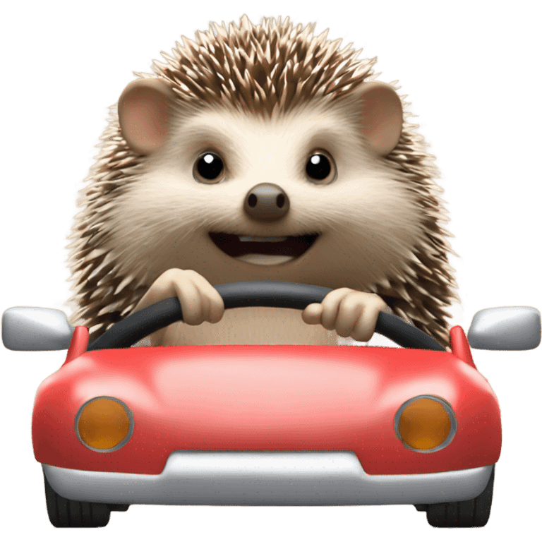 Hedgehog driving a car emoji