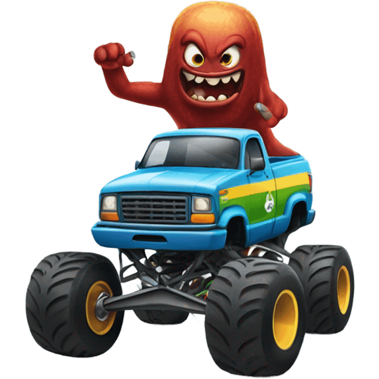 a monster truck riding a skateboard  emoji