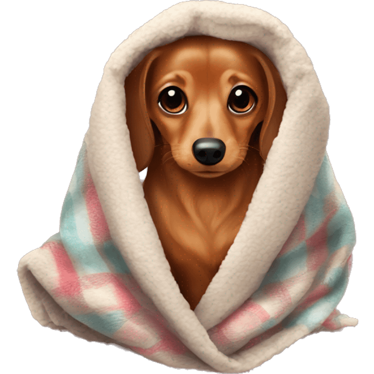 Spitz  dachshund in cozy blanket k emoji