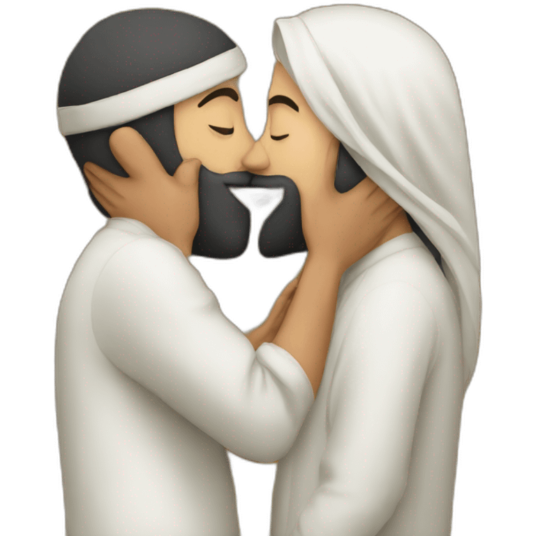 a Jew and a Muslim kissing emoji