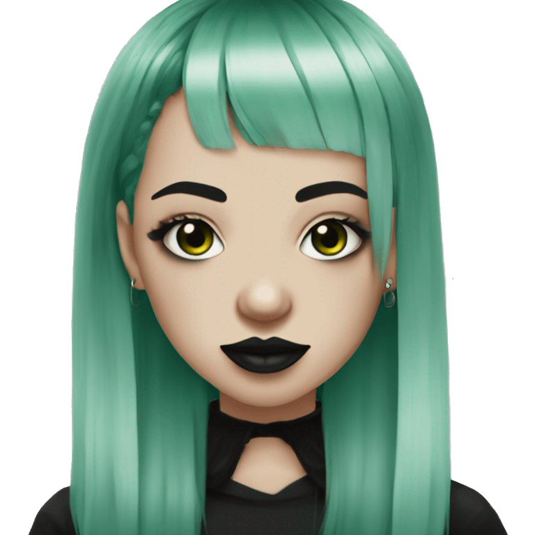 big septum piercing goth girl dark green bangs emoji