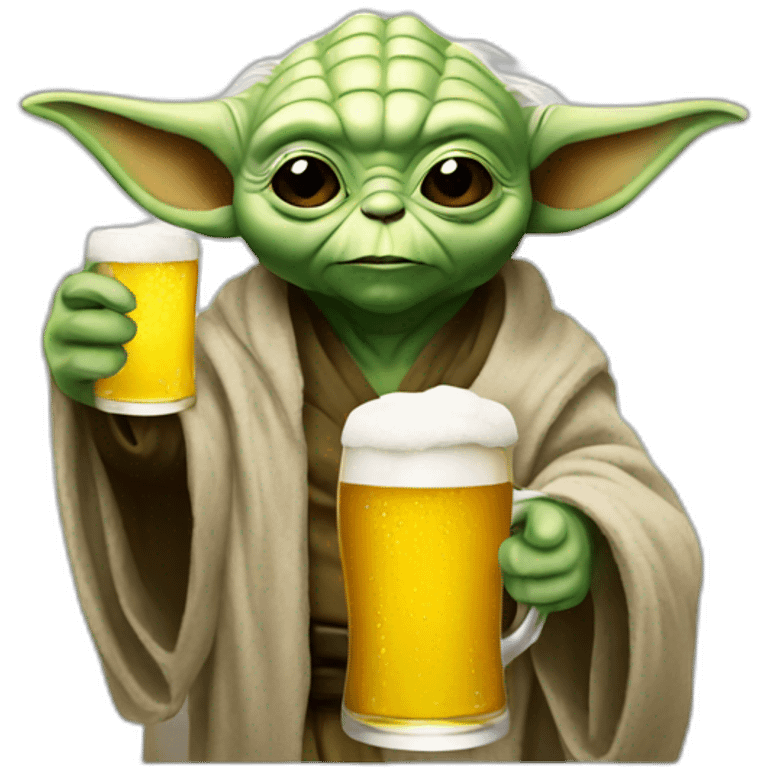 Yoda drinking a beer emoji