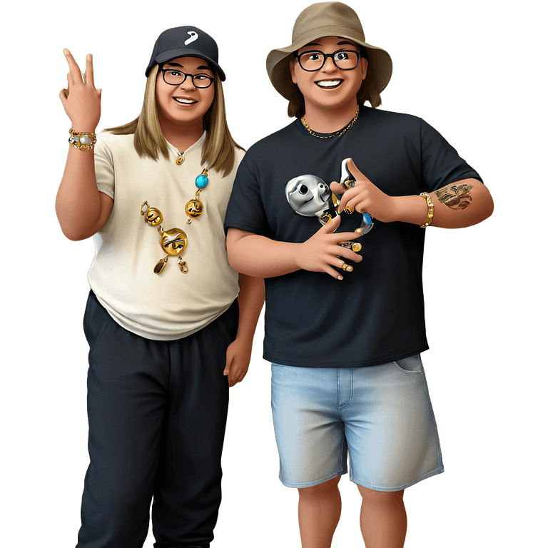 playful boys with jewelry emoji