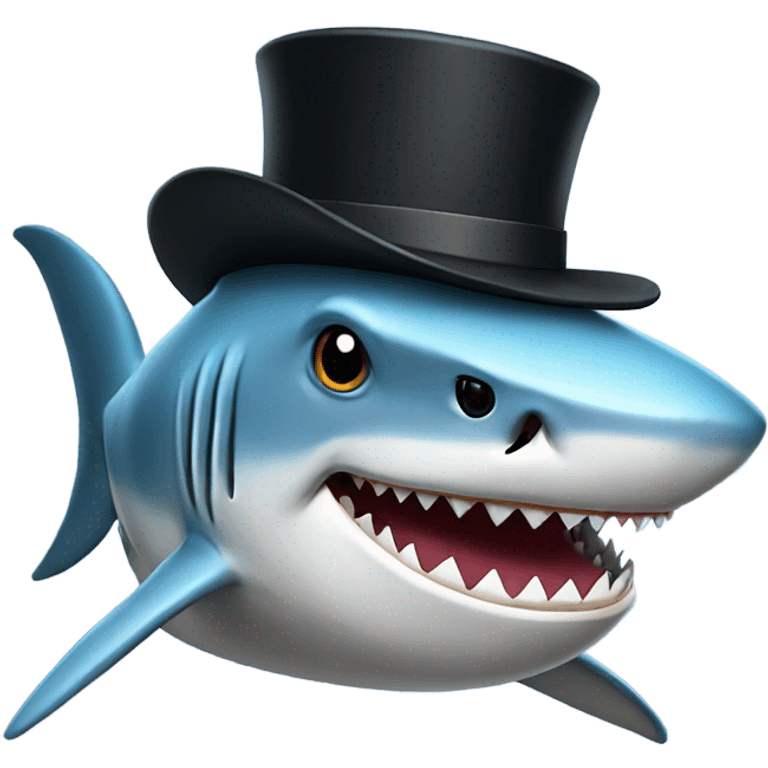 Shark with a top hat emoji