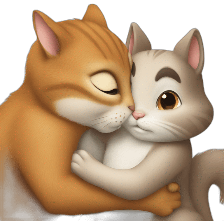 the cat gently hugs the squirrel emoji