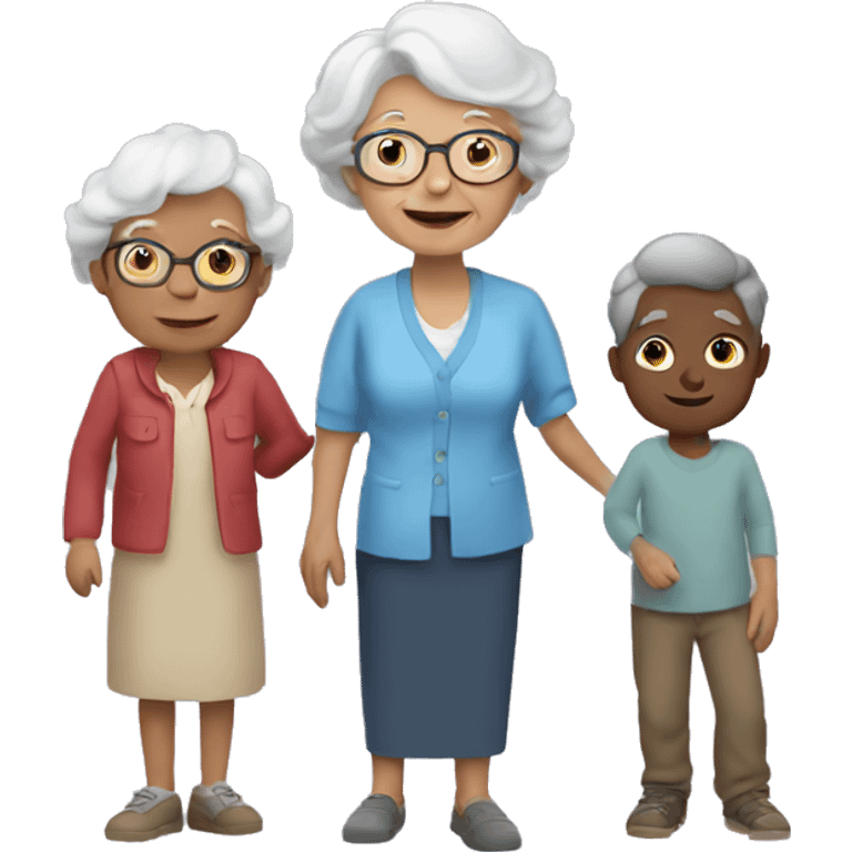 Grandma with a boy and girl emoji