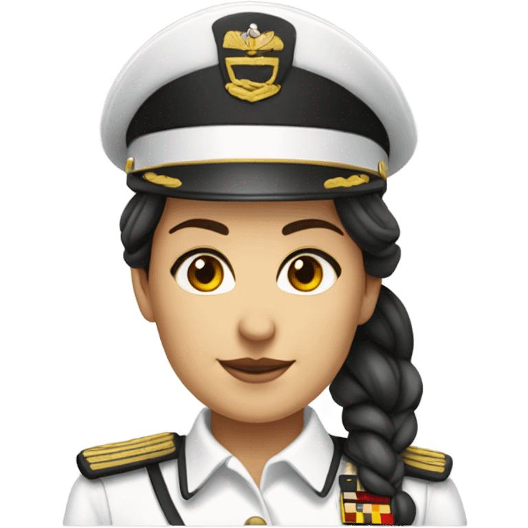 German Ship Captain Woman white Uniform dark hair emoji