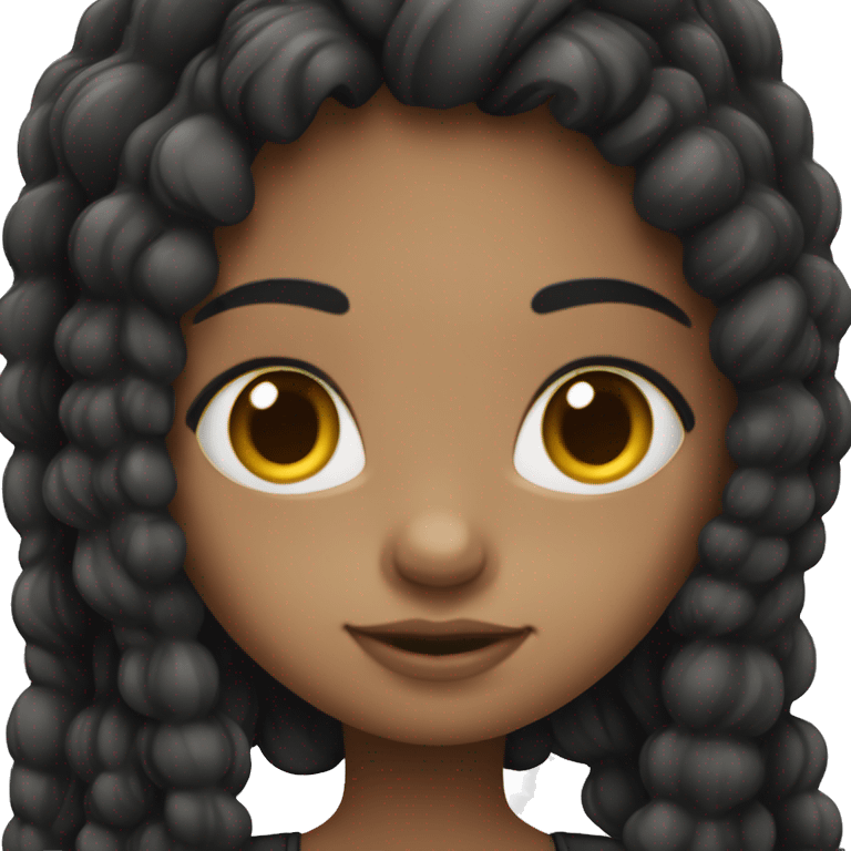 menina criança olhos pretos cabelos no ombro liso e preto emoji