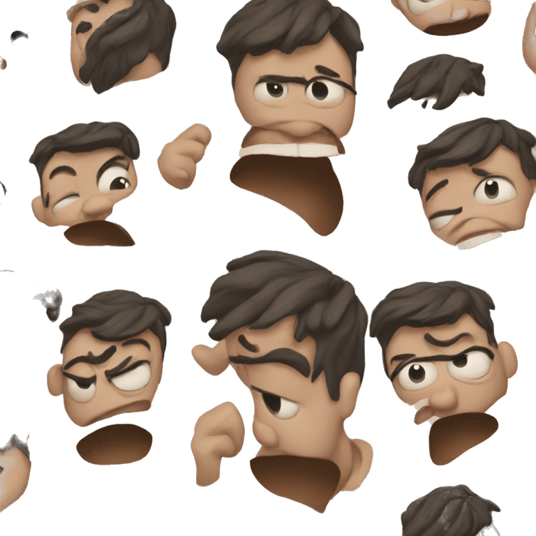 a clumsy, messy, sad man emoji