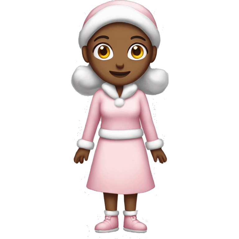 Full body Pretty girl in a light pink Santa outfit  emoji