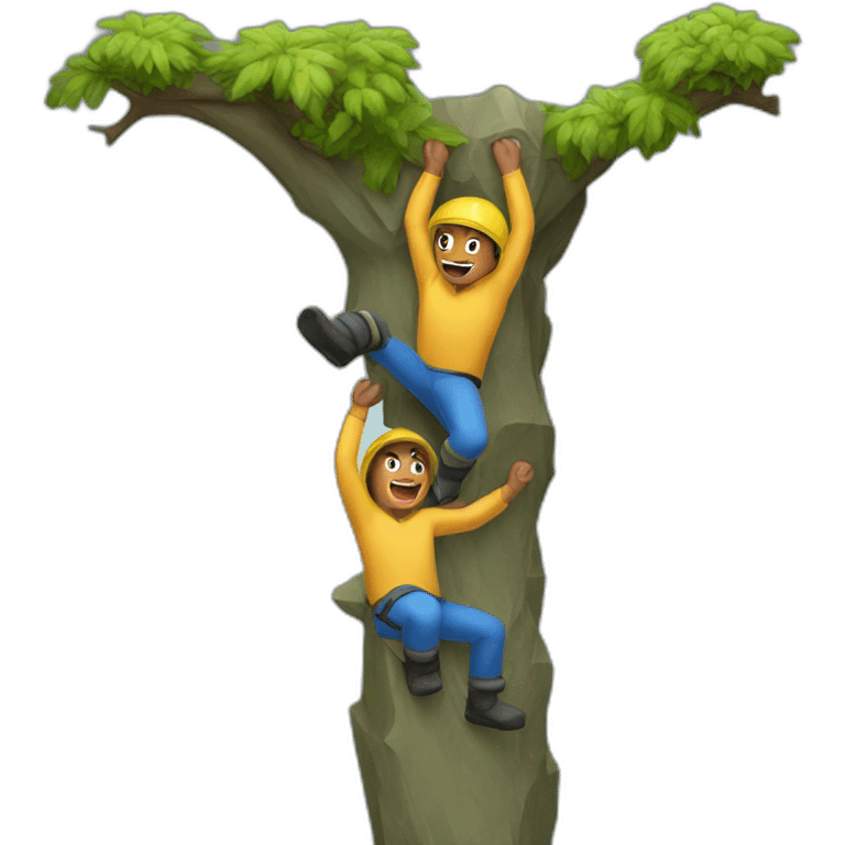 three mal climbers emoji