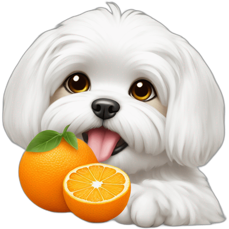 Maltese eating tangerine emoji