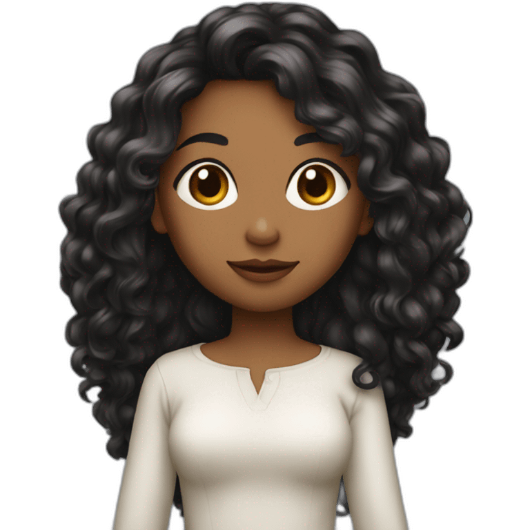 Joli fille avec des long cheveux noire emoji