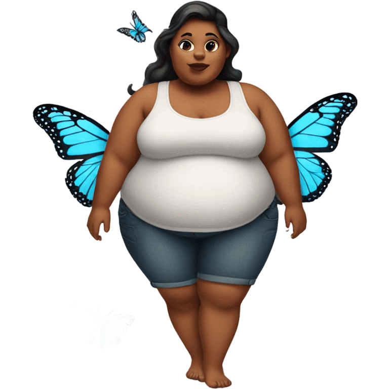 FAT girl with butterfly tattoo emoji