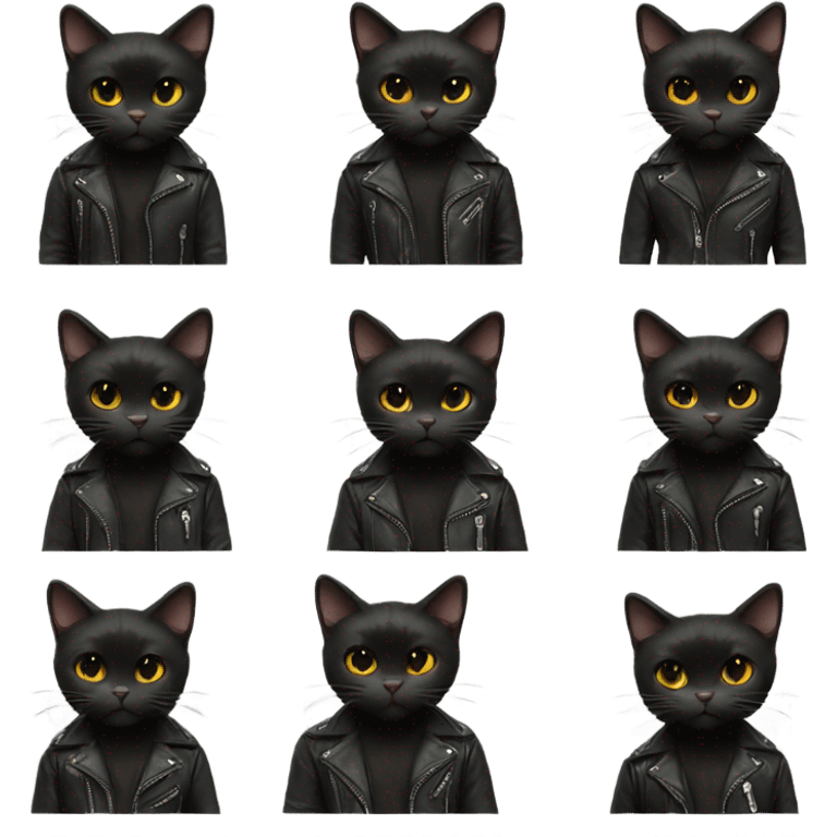 Black Cat in a leather jacket emoji