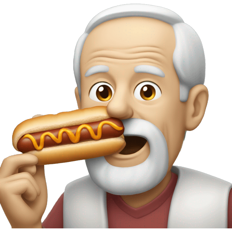 old man eating a hotdog emoji