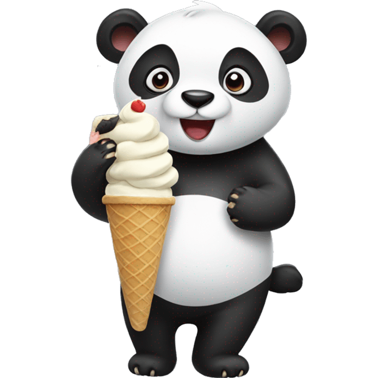 Panda eating ice cream emoji