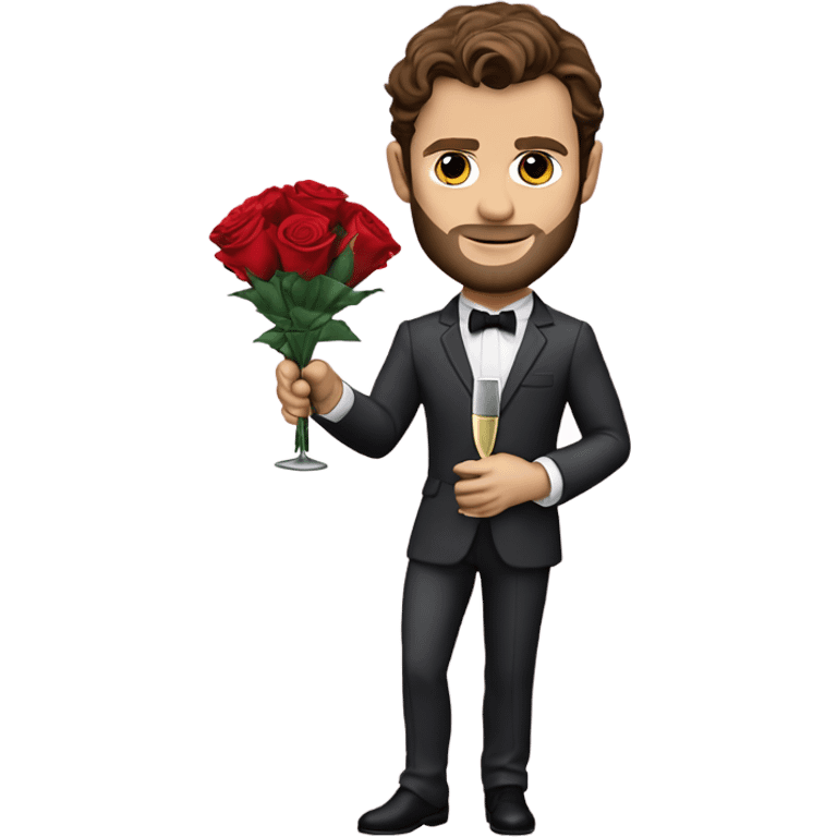 Photo Realistic Jamie Dornan as Mr Grey holding roses and champagne  emoji