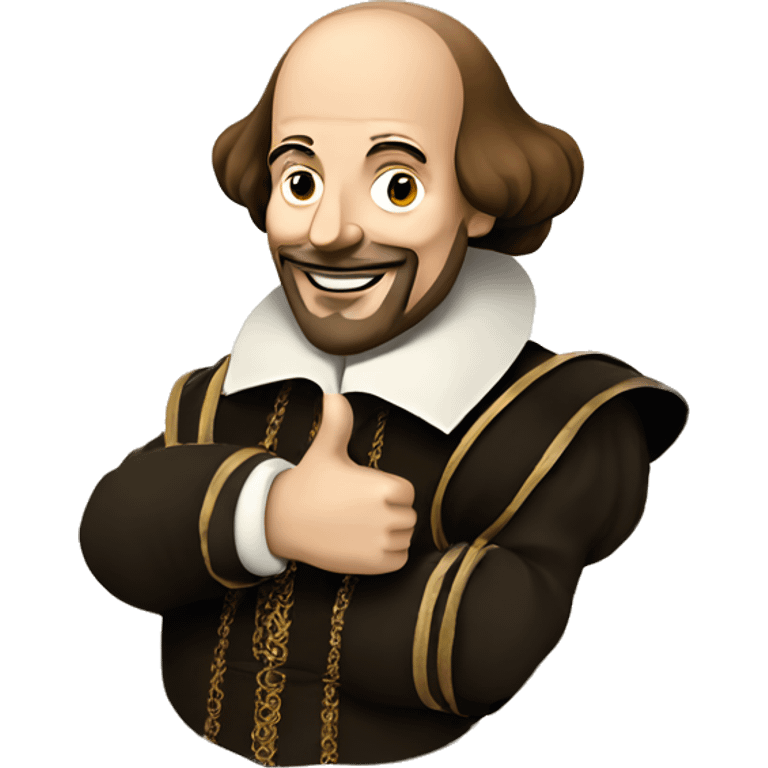 William Shakespeare with one thumbs up emoji