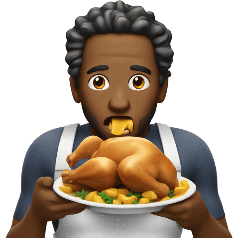 man eating chicken like a maniac emoji