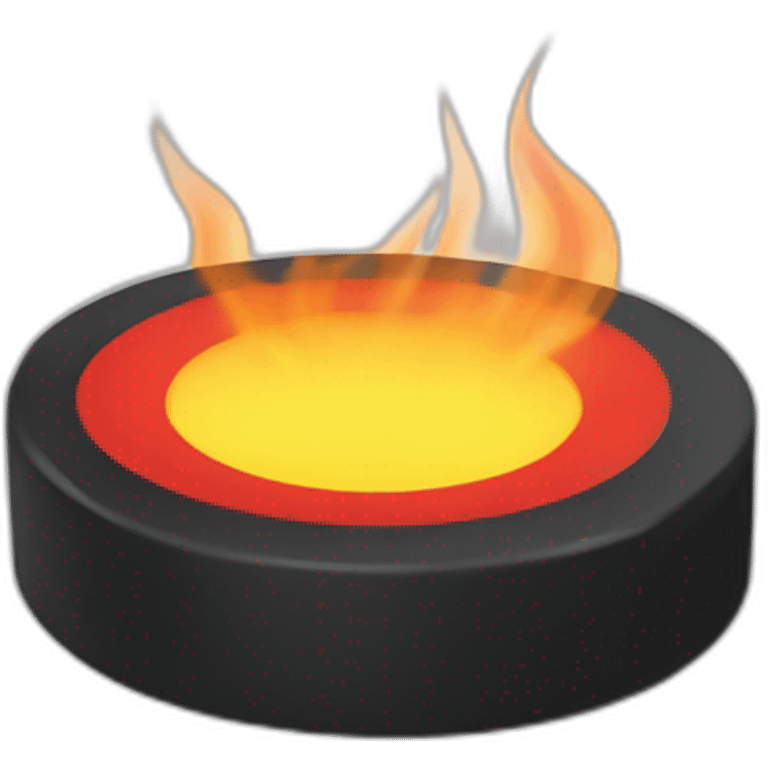 hockey puck with fire around emoji