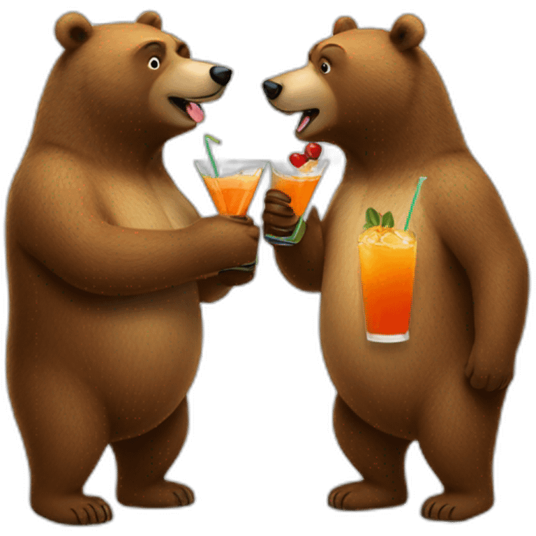 two bears drinking a cocktail emoji