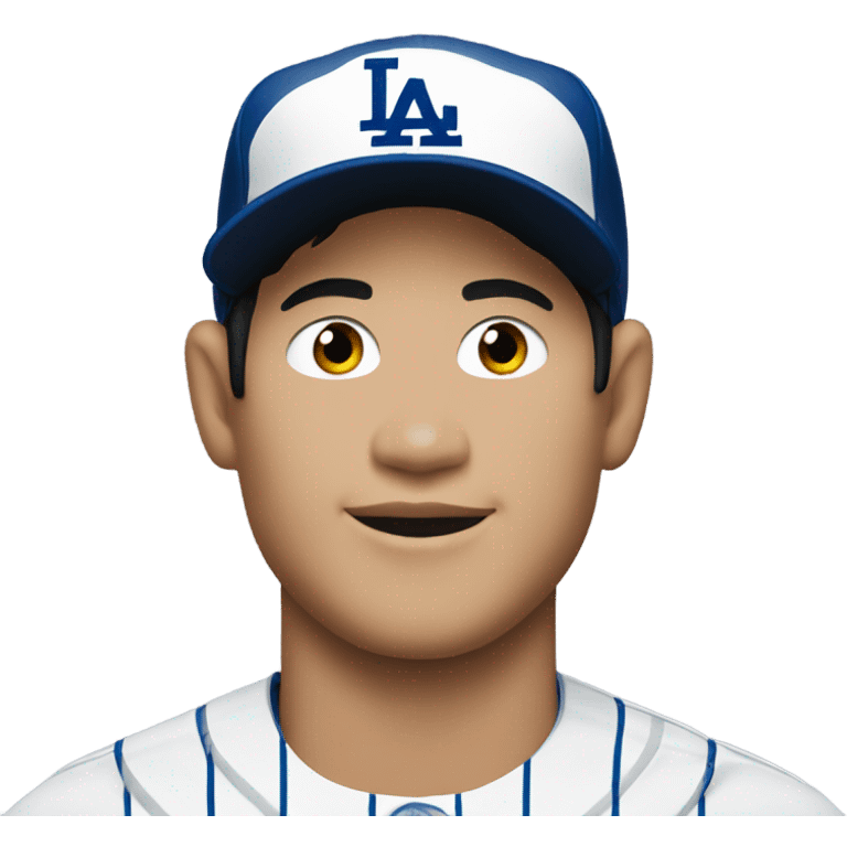 Shohei Ohtani in a dodgers uniform with two devil horns emoji