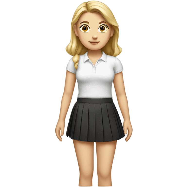 white girl in short pleated skirt emoji