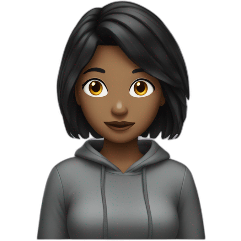 black hair girl with big nouse emoji