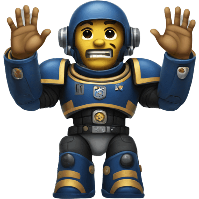 space marine raised hands human face emoji