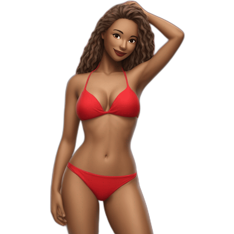 Sexy pose soft-fit woman red bikini (beach body) realism emoji