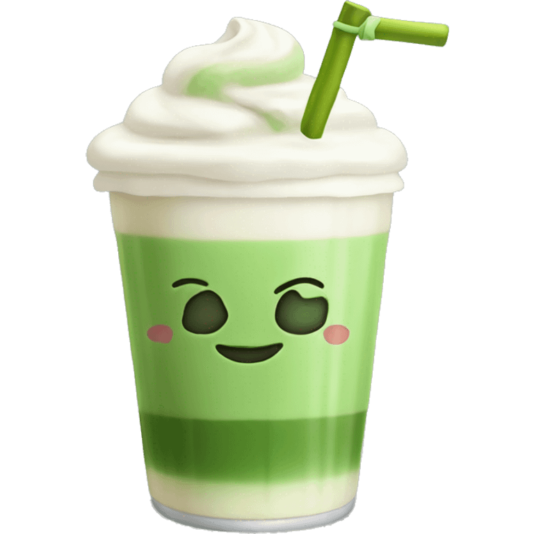 matcha latte with boba and straw emoji