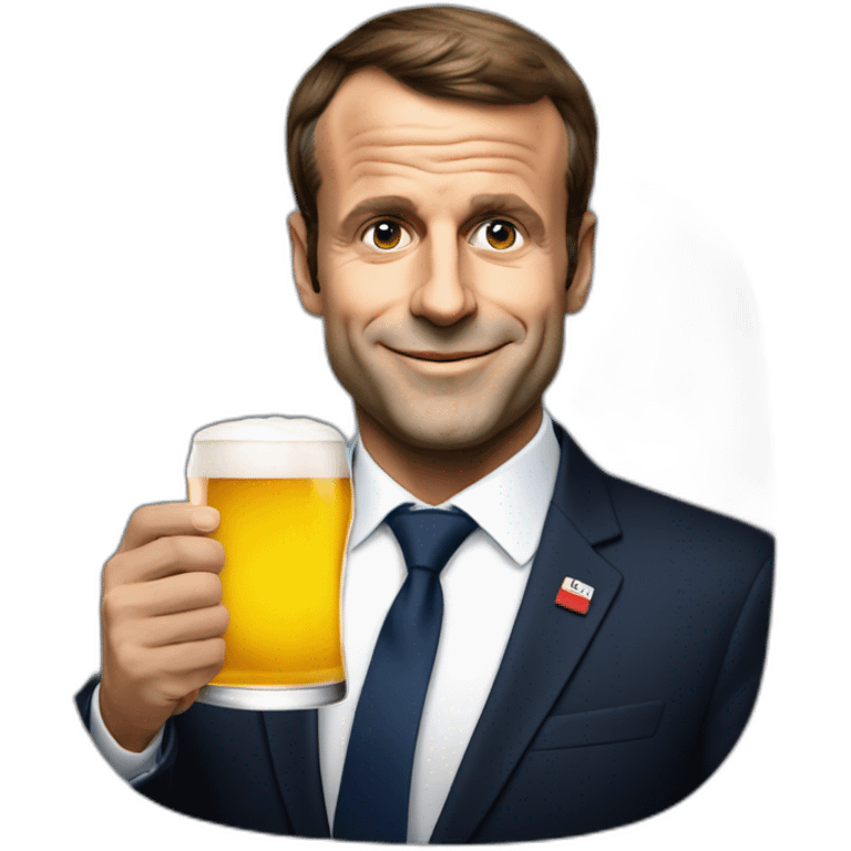 Emanuel Macron avec une bière emoji