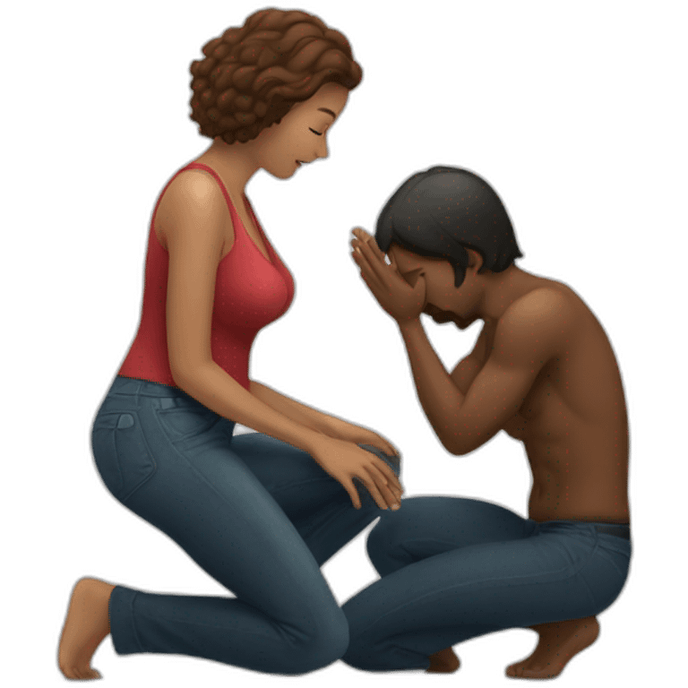 Woman on knees facing man emoji