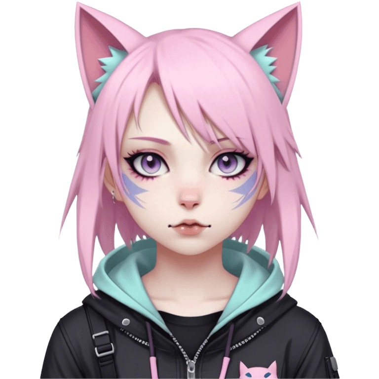 Edgy Cute Realistic Kawaii Cute Cool Pastel Cartoon Beautiful Elegant Pretty Anime Punk Techwear Gothic Catgirl emoji