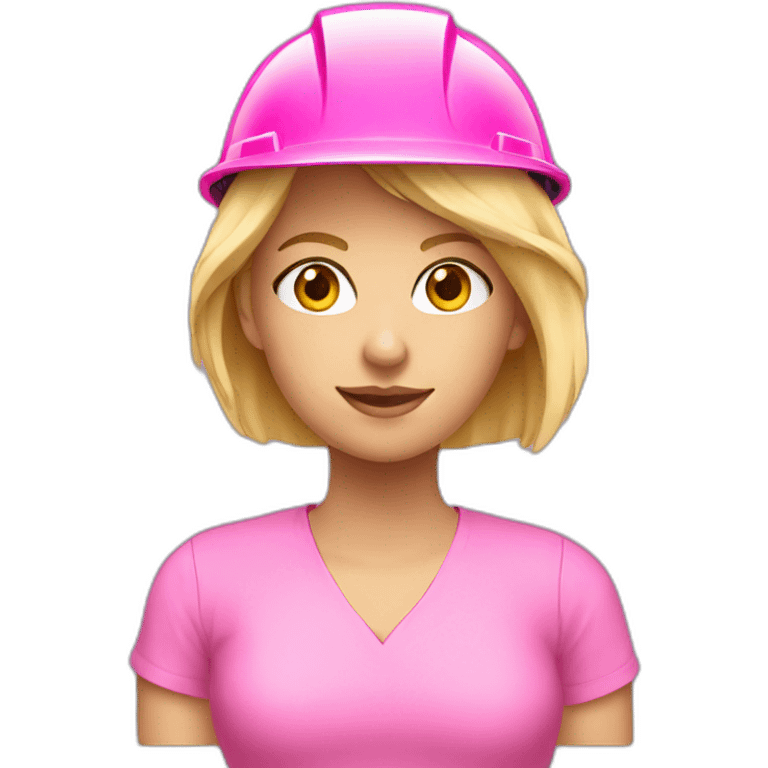 blonde girl in a pink construction material helmet emoji