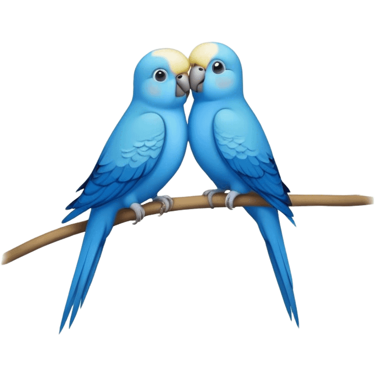 Blue parakeets in￼ love emoji