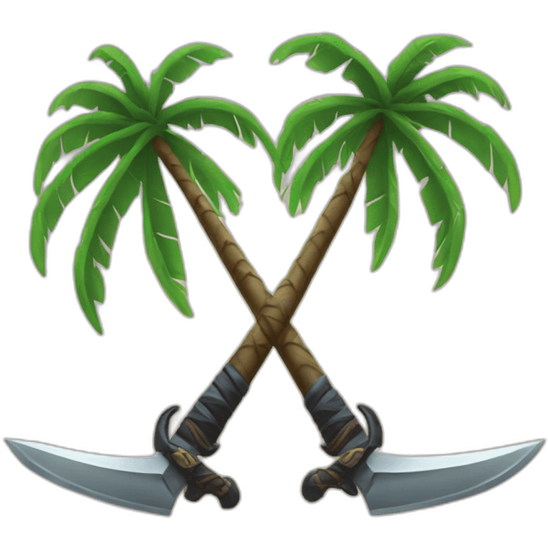 Palm tree and two swords in the center emoji