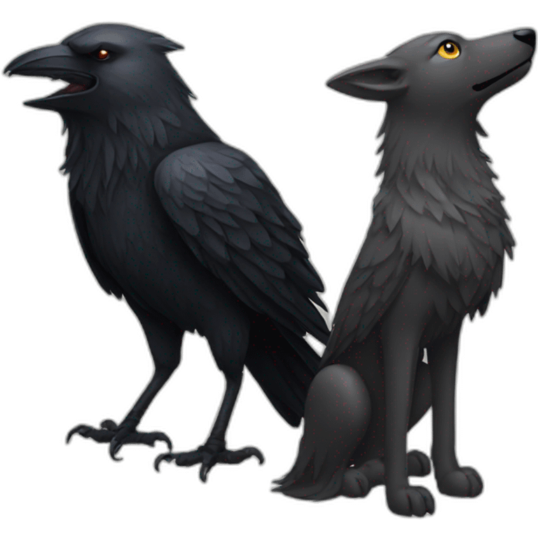 crow and wolf emoji