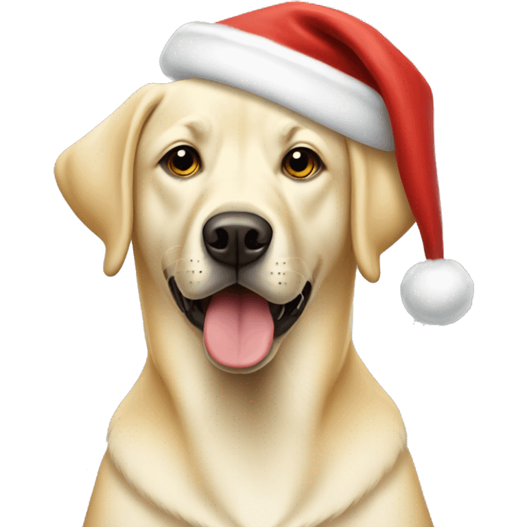 Yellow lab dog wearing a Santa hat emoji