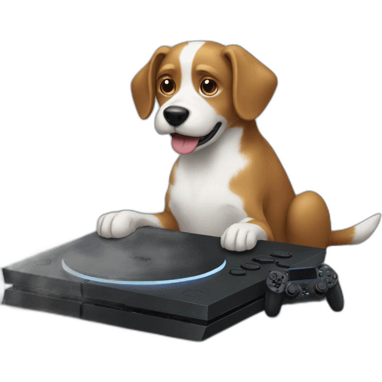 dog playing ps4 emoji