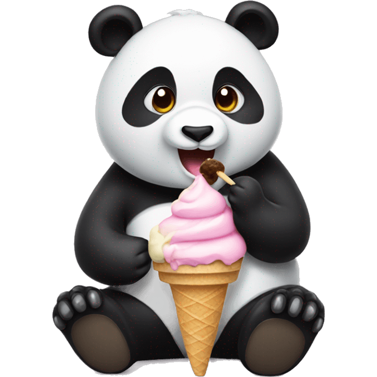 Panda eating ice cream emoji