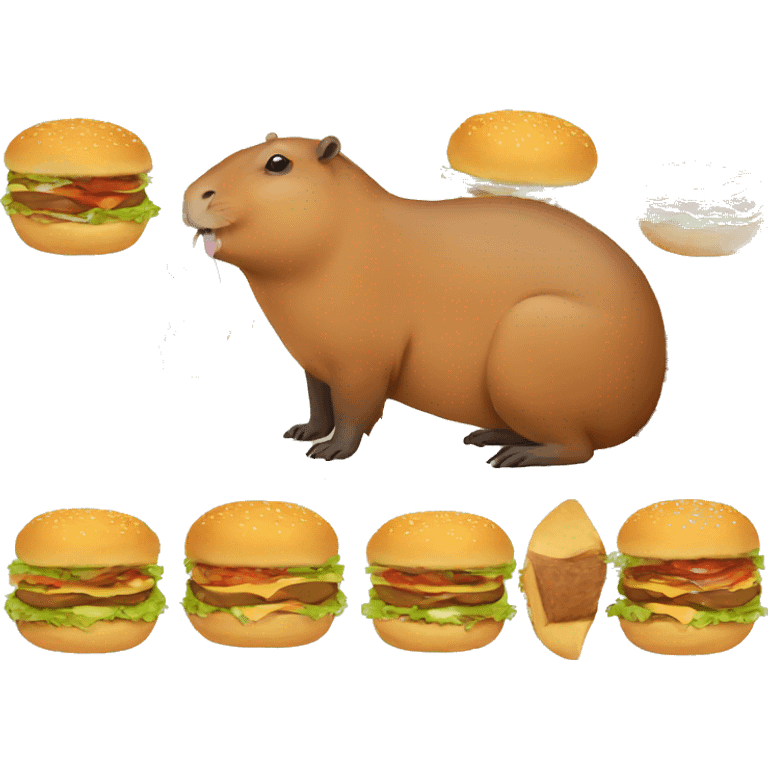 cute capybara eating a burger emoji