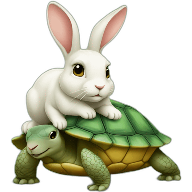 lapin sur tortue emoji