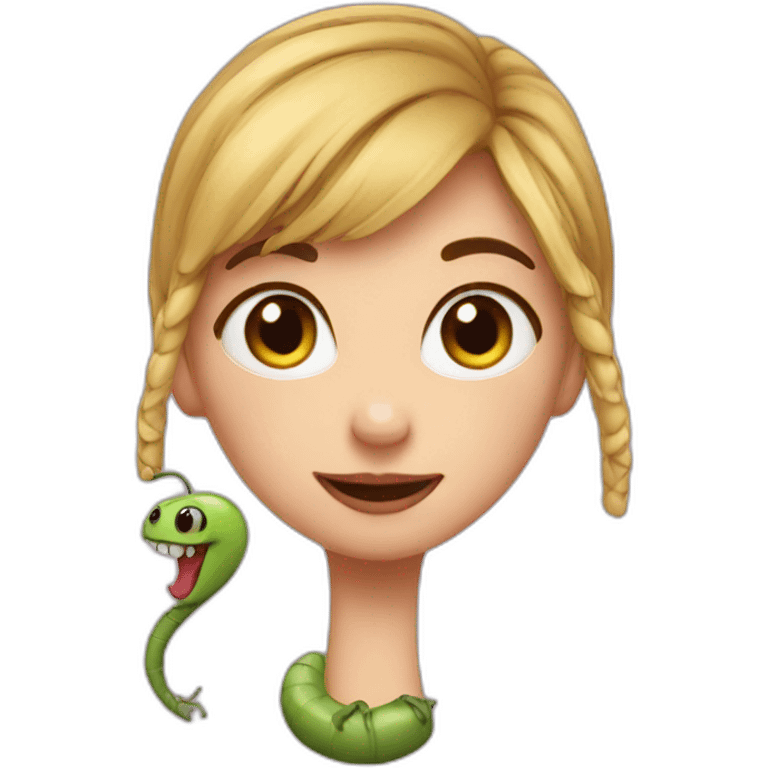 girl in love with worm emoji