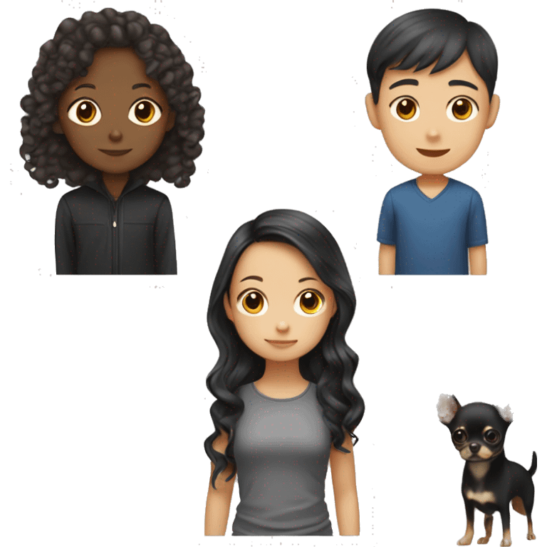 Asian girl, which has straight hair, and black boy, which had curly hair, with a Chihuahua ￼ emoji