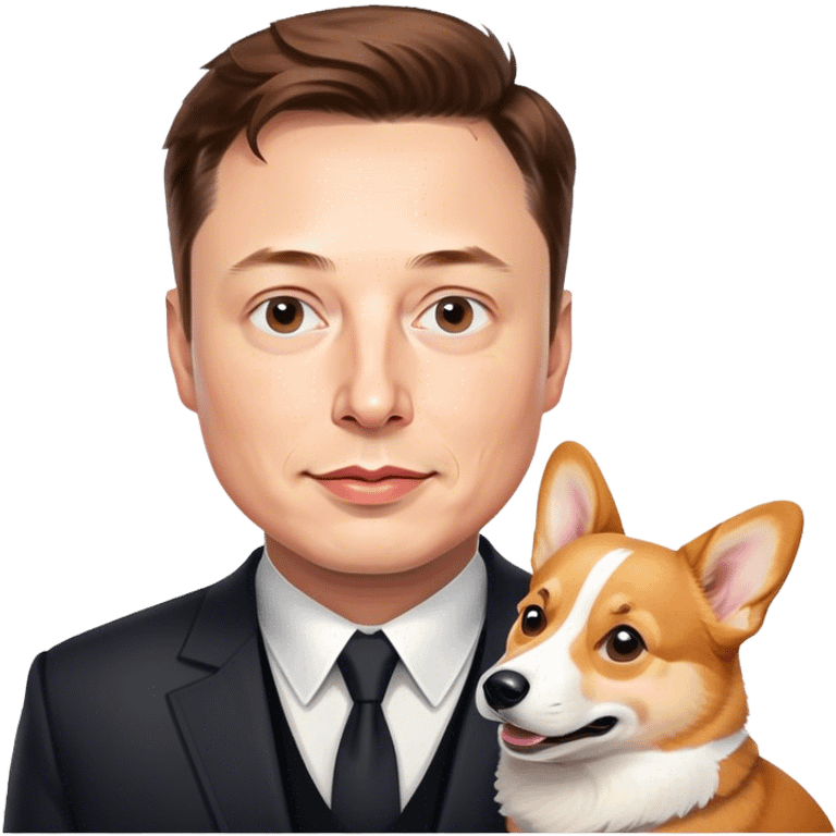 Elon Musk mit einem corgi emoji