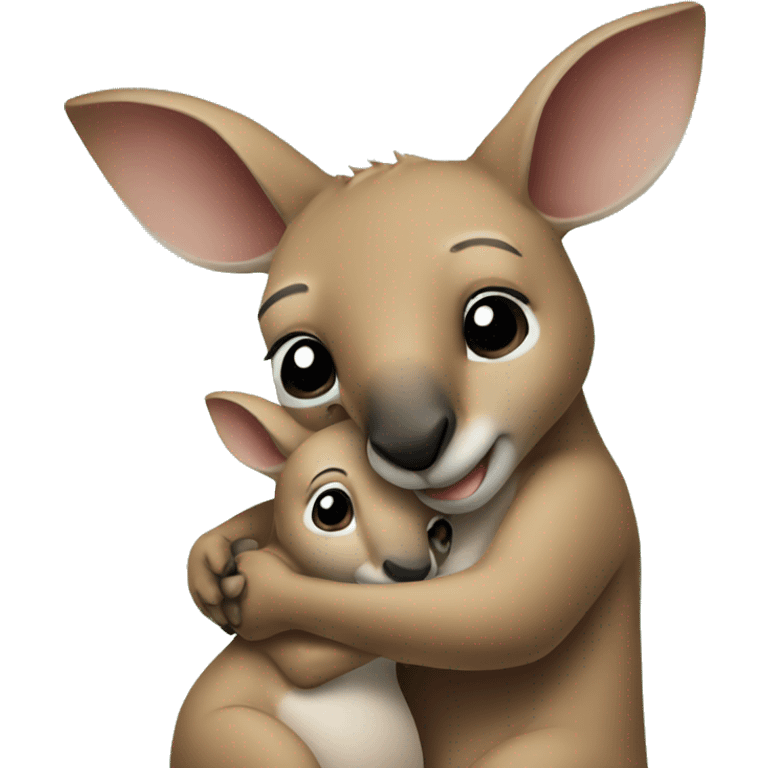 Kangaroo hug baby emoji